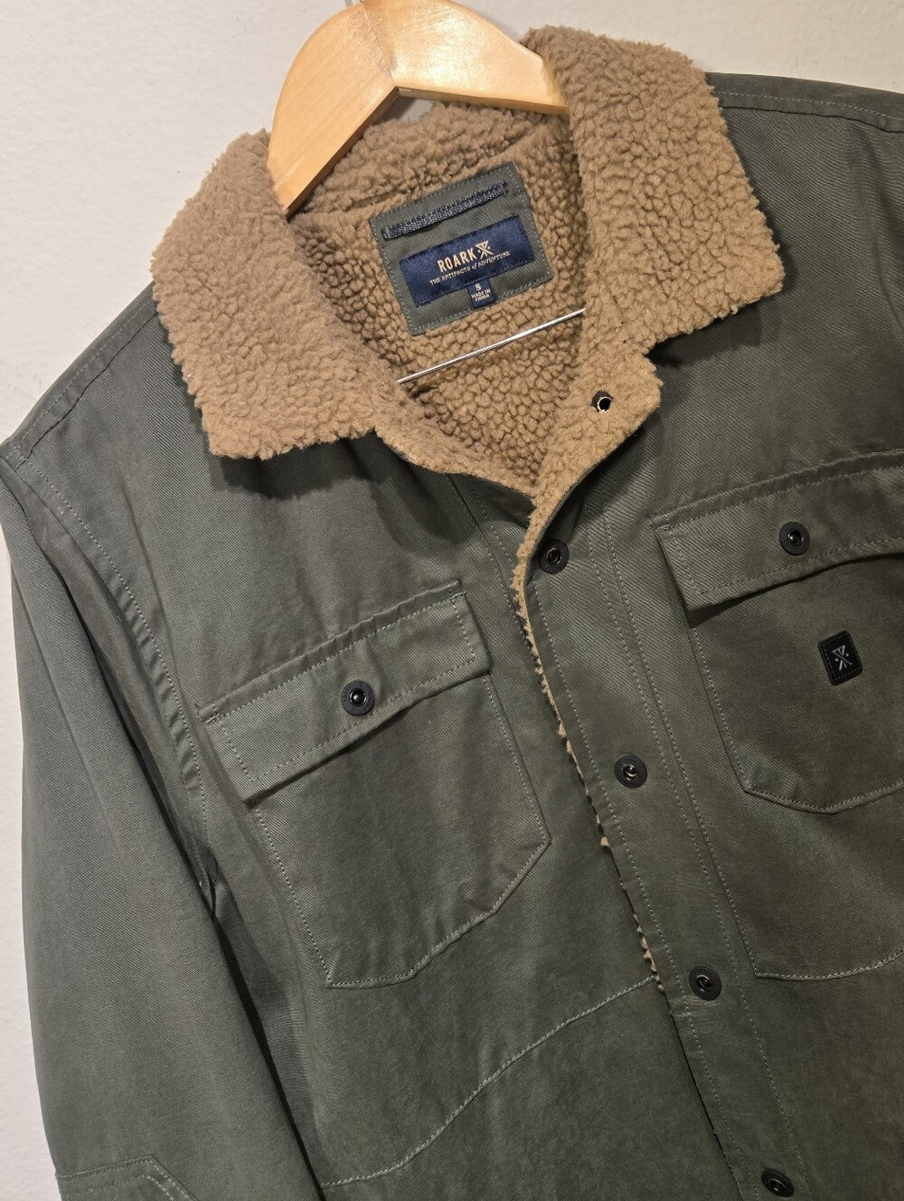 Roark Jacket Men's S Hebrides Sherpa Lined Dark Military Green Sherpa Outdoors